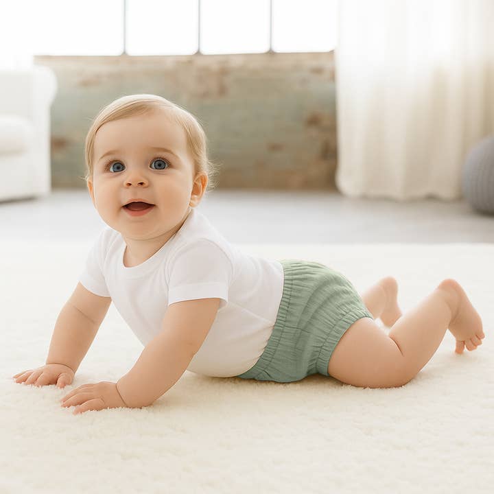 PAPATE - Wholesale Underwear/Diaper Cover - Baby - Organic Cotton Bloomers in Honey and Green
2