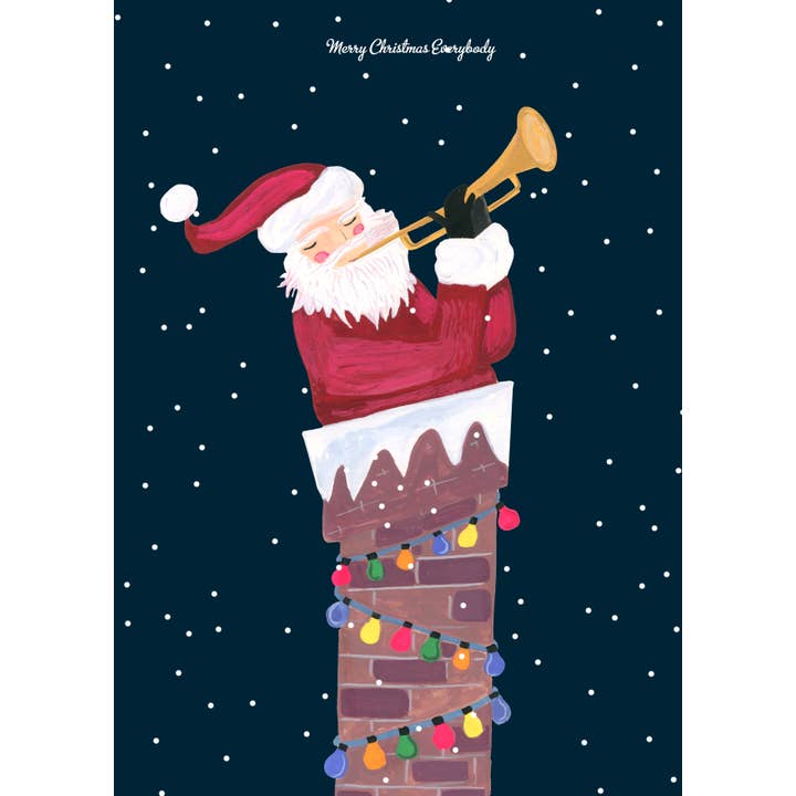 Hutch Cassidy - Wholesale Christmas Card - 'Santa in Chimney' Christmas Greetings Card