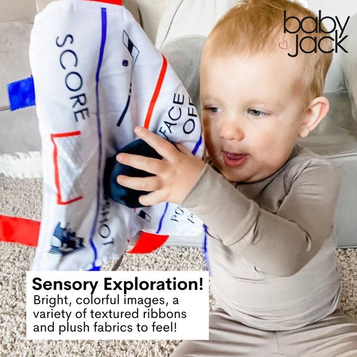 Baby Jack and Company - Wholesale Security/Cuddle Blanket - Baby - Hockey Puck Baby Learning Lovey Tag Stroller Toy 10" x 10"3