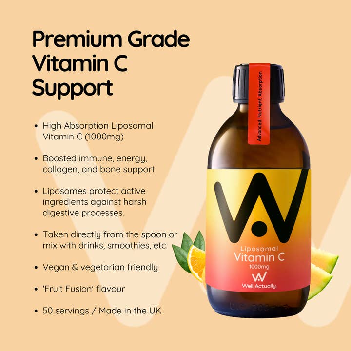 Well.Actually. - Wholesale Oral Supplement/Vitamin - Liposomal Vitamin C (1000mg) Liquid - 250ml - Fruit Fusion3