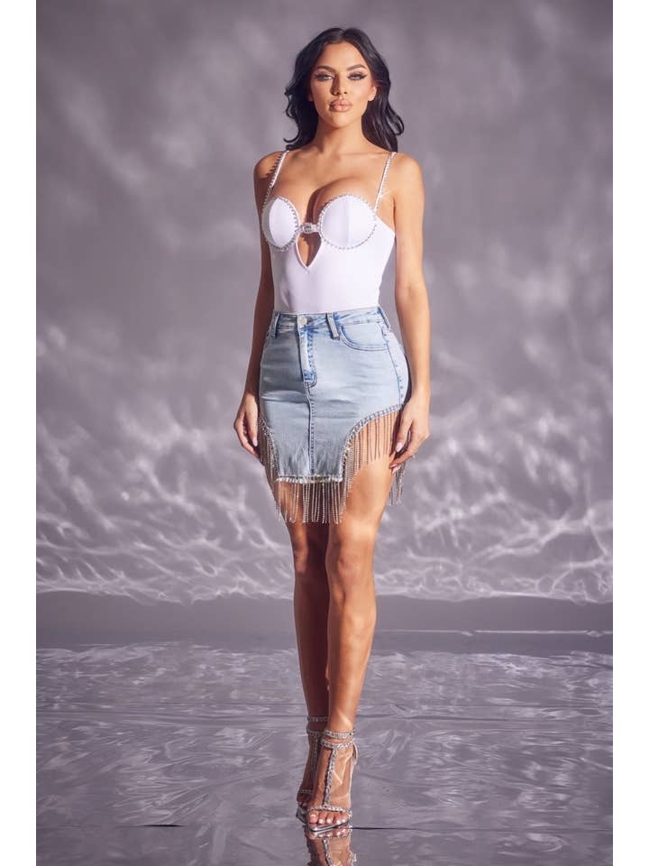 LAVAGGIO LEGGERO Minigonna con strass in vendita all'ingrosso su Faire3
