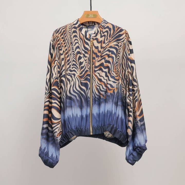 Light jacket with gradient zebra print KD8772VS-3 for wholesale by Cecile Wang