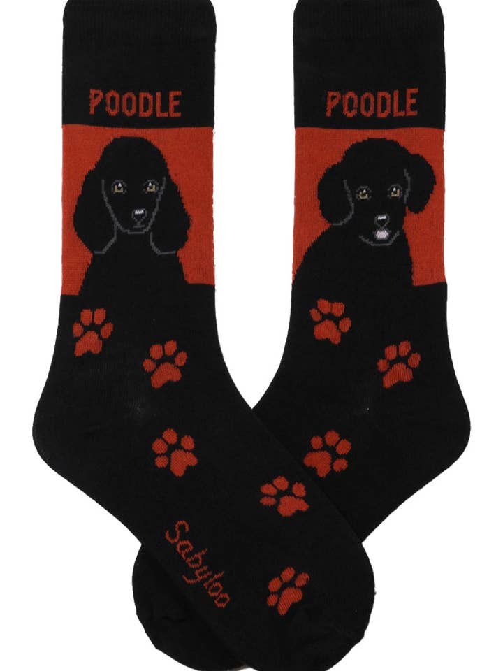 Poodle Black Dog Socks for wholesale by Sabyloo