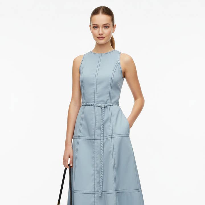 STITCH DETAIL MIDI DRESS W / BELT for wholesale by VAVA by Joy Han