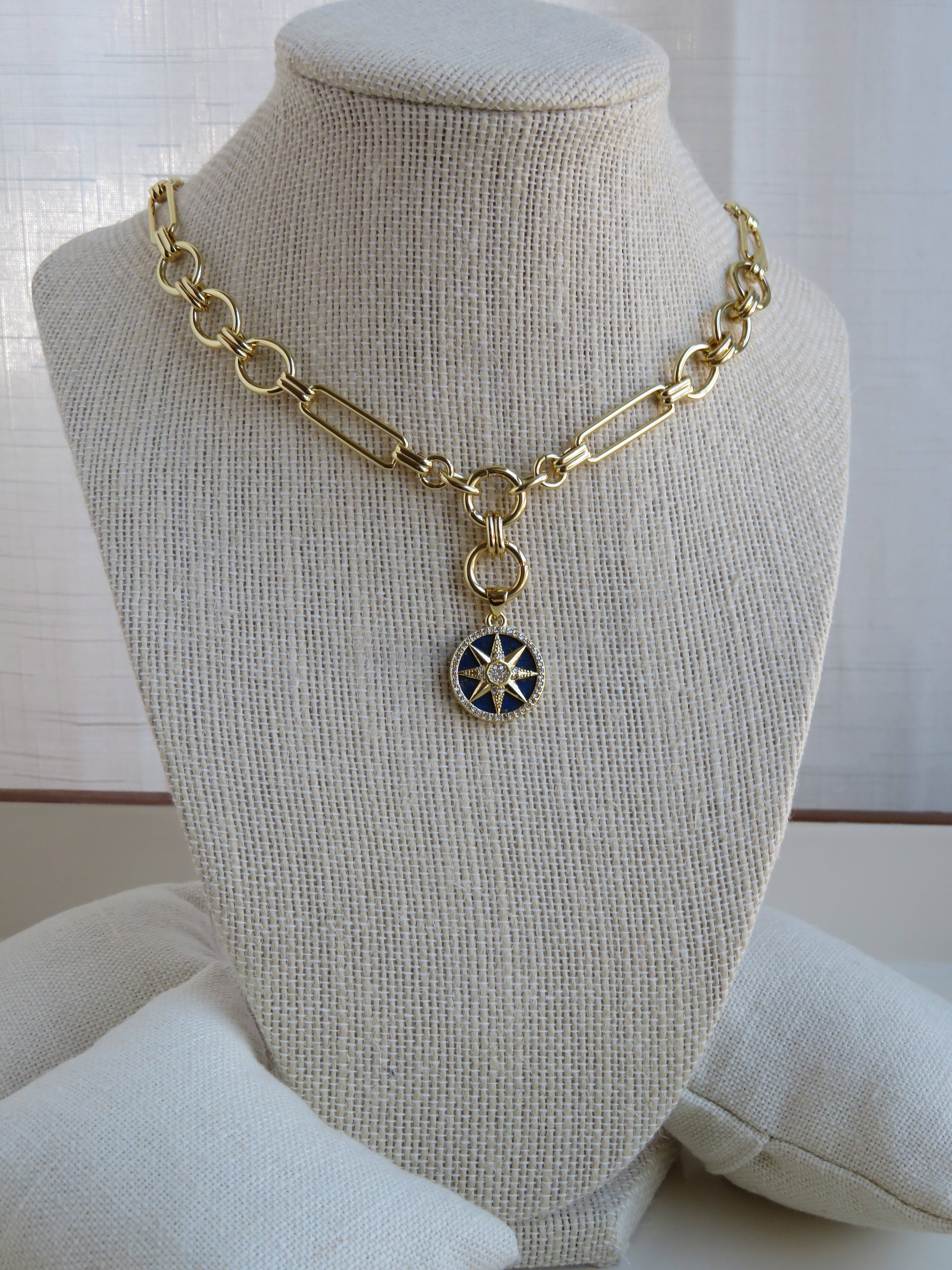 Boutique Suarez Co. - Wholesale Link & Chain Necklace - Louvre Extension Link Charm Holder Necklace - Clicker Clasp - add charms7