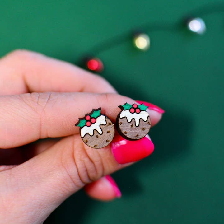 Christmas Pudding Stud Earrings for wholesale by Silly Loaf