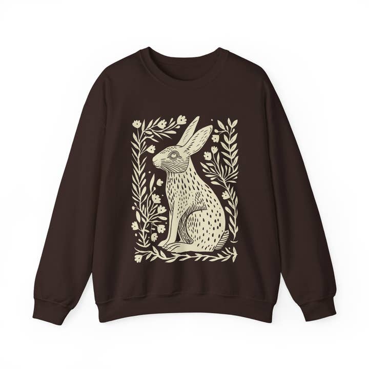 Sisterly Gifts Shop - Wholesale Graphic Sweatshirt - Unisex - Folk Art Rabbit Sweatshirt | Cottage Core | Nature Sweater4
