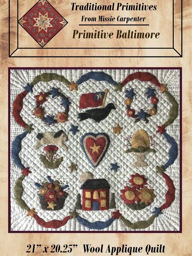 Primitive Baltimore Wool Applique Wool Applique Pattern for wholesale by Traditional Primitives