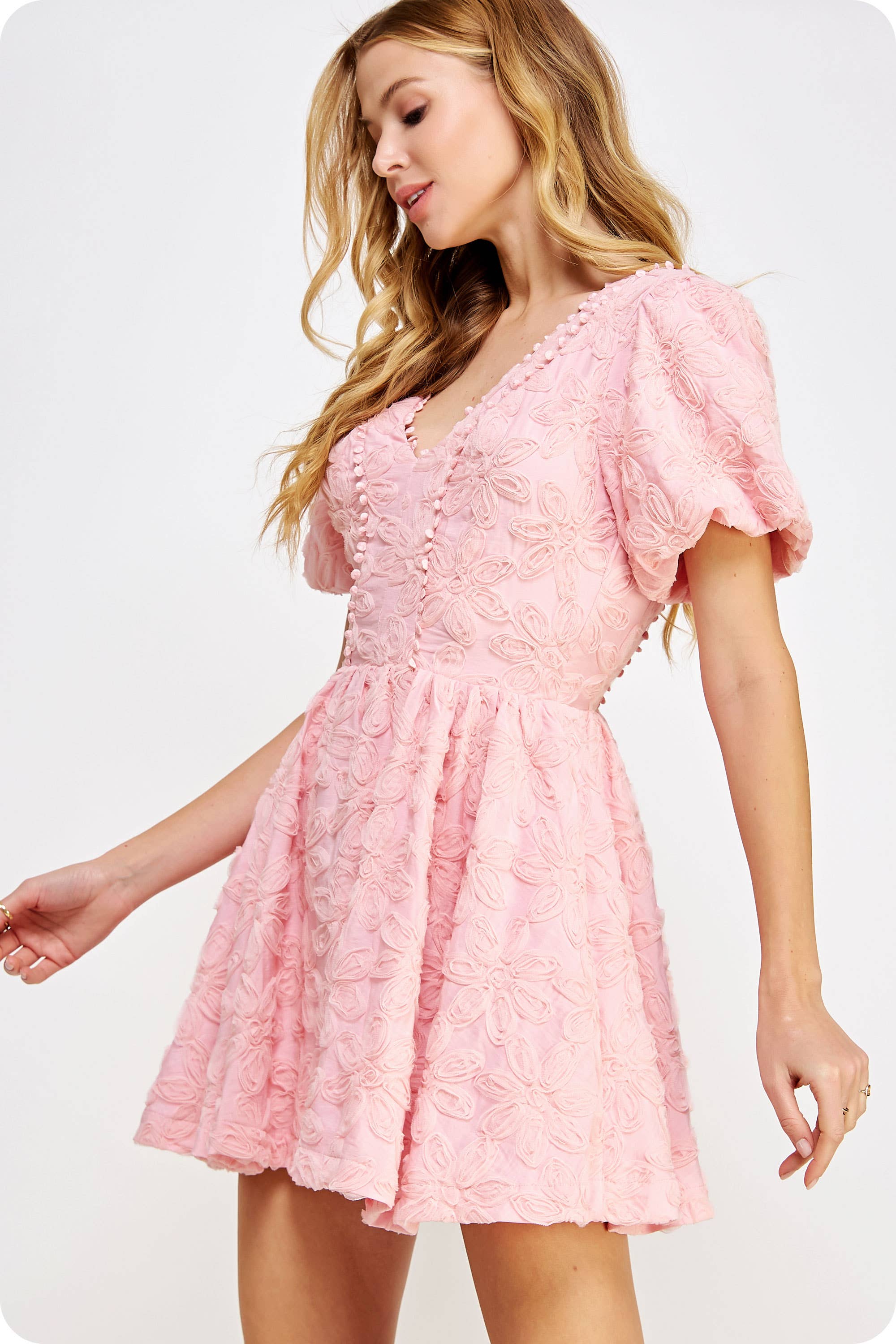 Strut & Bolt - Wholesale Dress - Women's - Floral Textured Tulle Mini Dress6