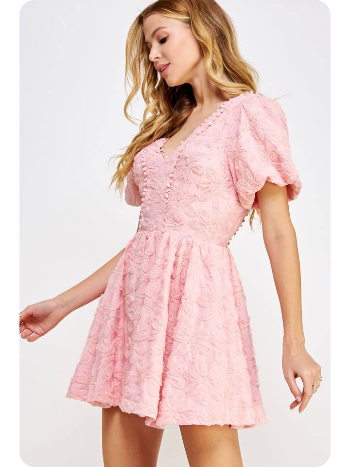 Strut & Bolt - Wholesale Dress - Women's - Floral Textured Tulle Mini Dress6