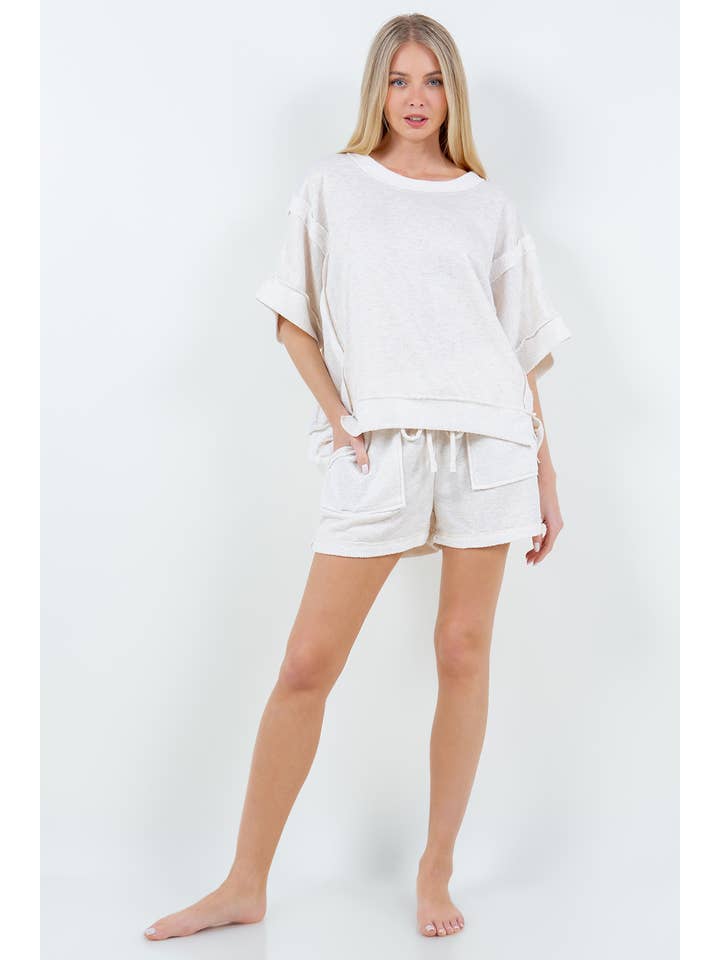 J.Her - Wholesale Lounge Shorts - Women's - LoopTerry Cont Pocket Shorts HP5720.19