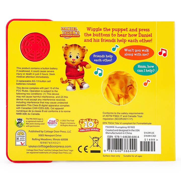 Cottage Door Press - Wholesale Book - Kids - Daniel Tiger Friends Help Each Other Puppet Sound Book
