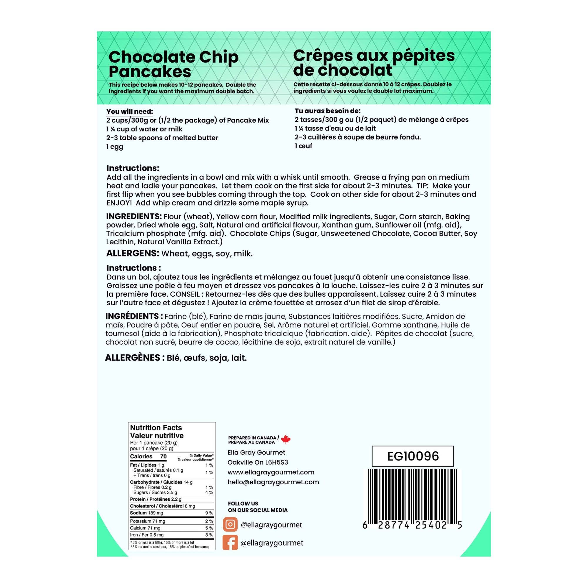 Ella Gray Gourmet - Vente Préparation pour pancakes - Mélange pour crêpes au chocolat4