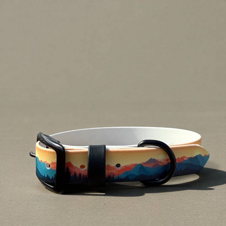 Mountains Printed Biothane Collar for wholesale by Barking Fancy