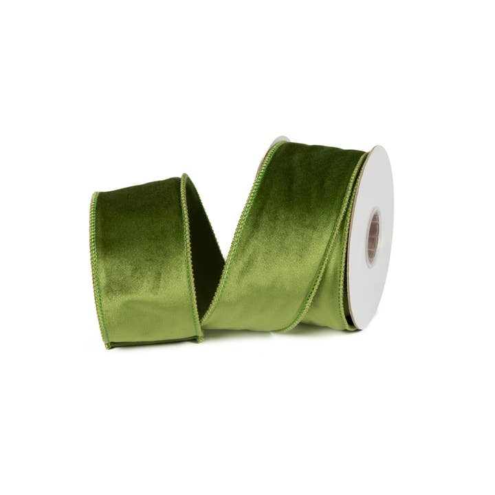 Mills Floral Company - Wholesale Ribbon - Gift Wrapping - Velvet Ribbon 2.5" X 10 Yd - Fresh Green