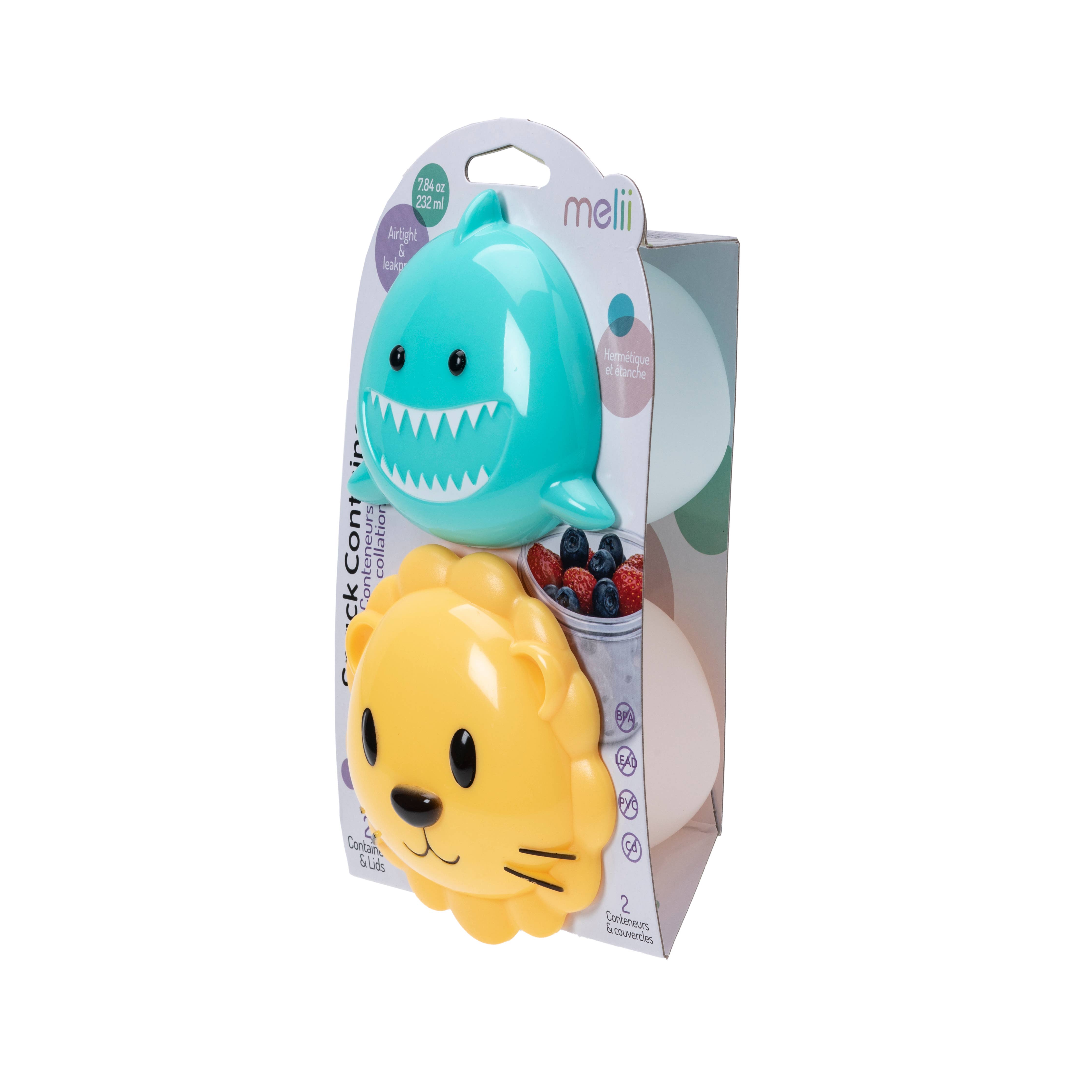 melii - Wholesale Snack Box - Kids & Baby - Snack Container - Shark & Lion - 2 pack1