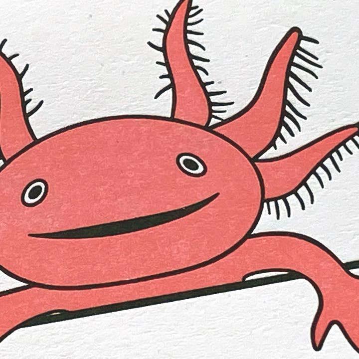 Lady Pilot Letterpress – postal de agradecimento por atacado – Cartão de agradecimento Axolotl1