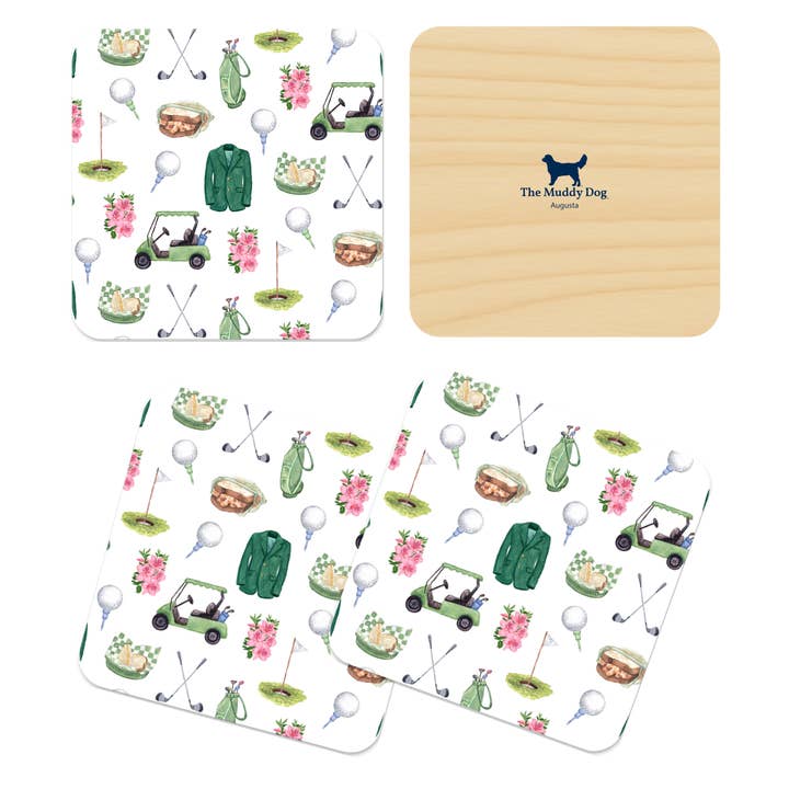 Dessous de Verre de Golf Augusta (Coffret de Quatre) pour la vente par The Muddy Dog
