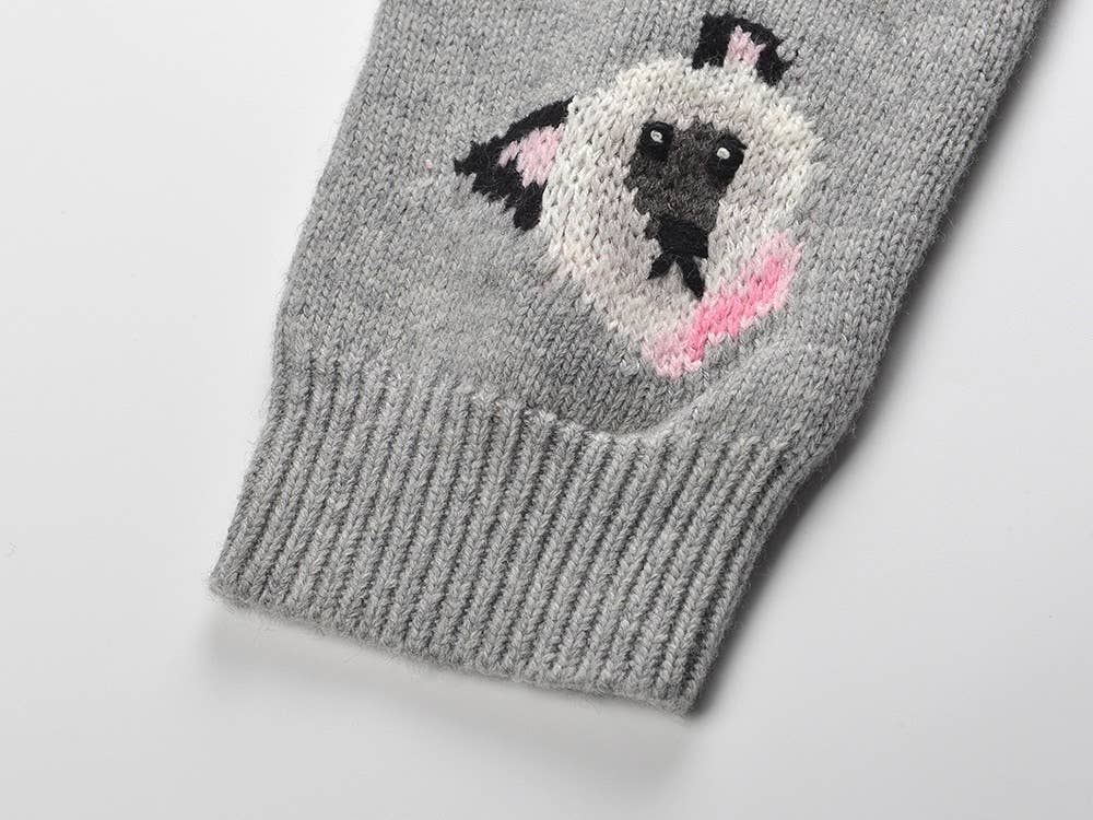 Cinza Conjunto de Outono 2025 de Cardigã e Saia de Malha Bordada SET244 para venda a revendedores na Faire10