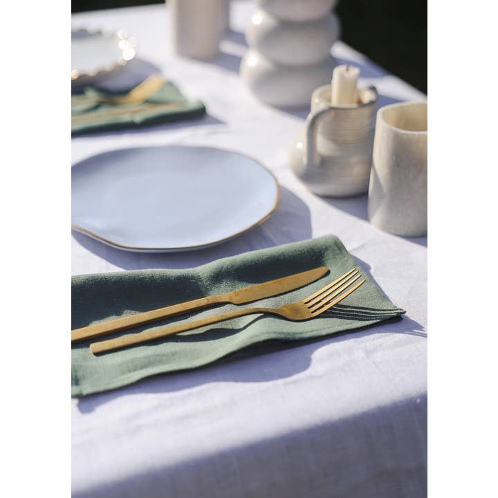 Nich Linen - Wholesale Dinner & cloth napkin - Set of Sage Green Linen Napkins with Embroidery8