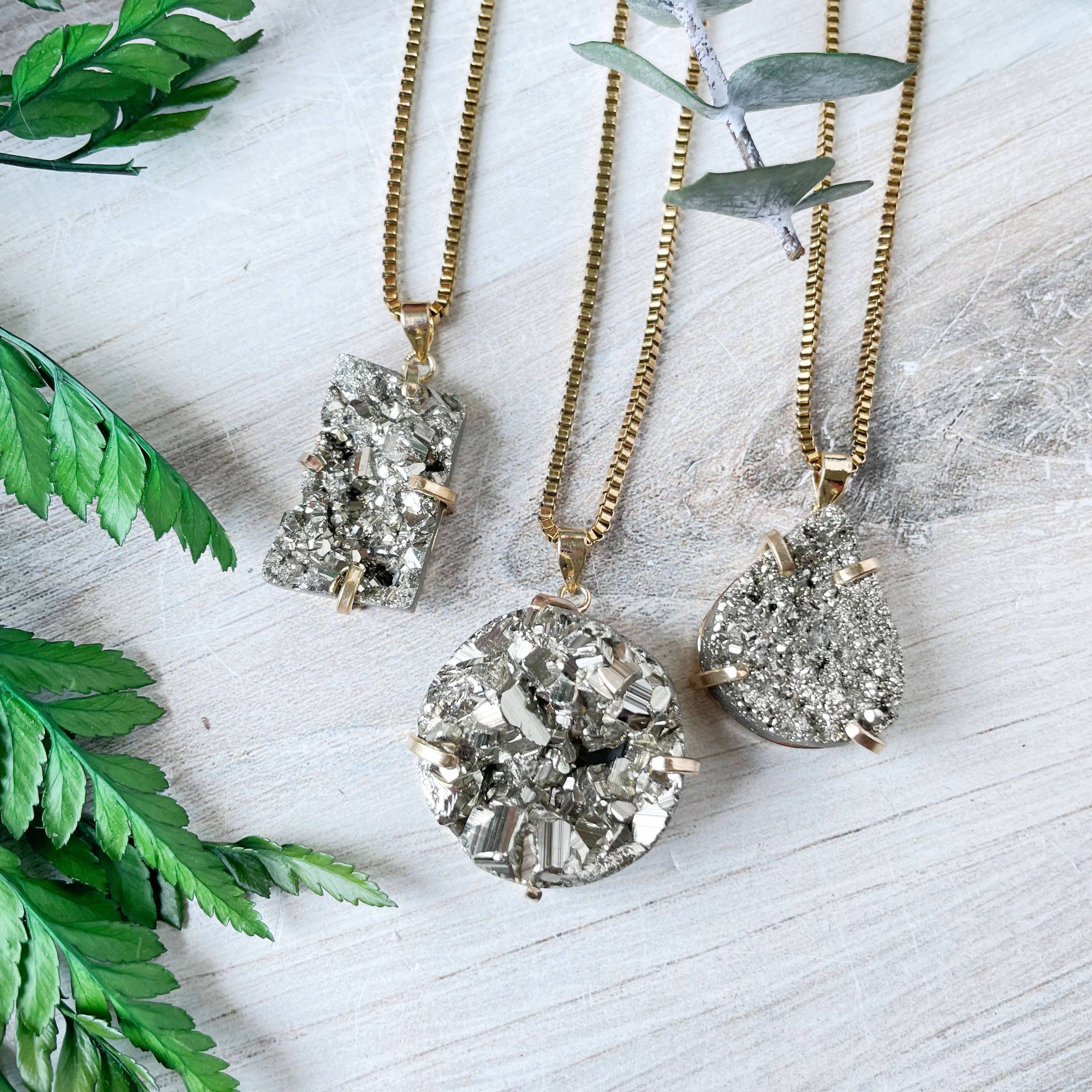 Ewelina Pas Jewelry - Wholesale Pendant/Charm Necklace - Gold Pyrite Prong Necklace0