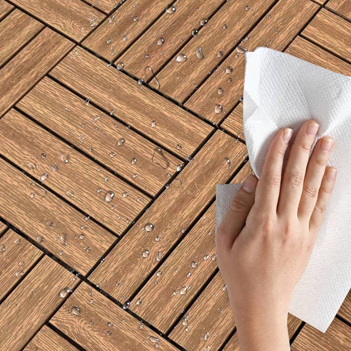 Orange County Decor - Wholesale Outdoor Ornament/Decor - Wood Plastic Composite Deck Tiles Set Of 20Pcs, Diy Interlocking Decking Tiles, Floor Tile, Durable, Maintenance, Waterproof, Indoor Outdoor, 12X12In Wood Color Wood Modern Plastic Wood Plastic