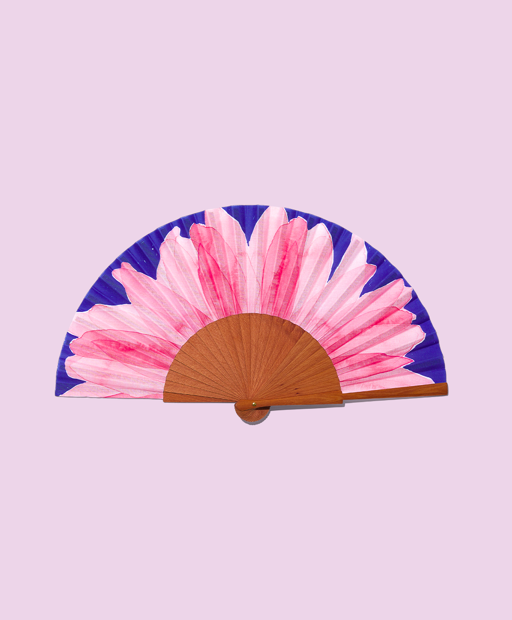 A FAN OF - Wholesale Papier/tissuewaaiers - PINK POWER waaier - 23 cm - Roze en blauw1