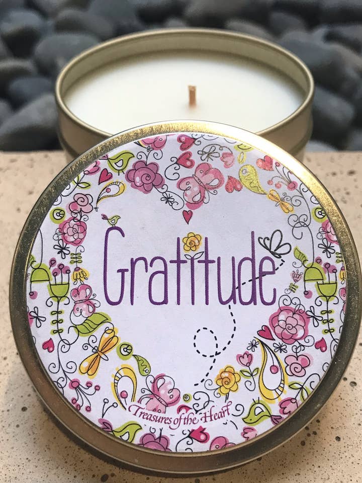 Bougie GRATITUDE Heart pour la vente par Treasures of the Heart