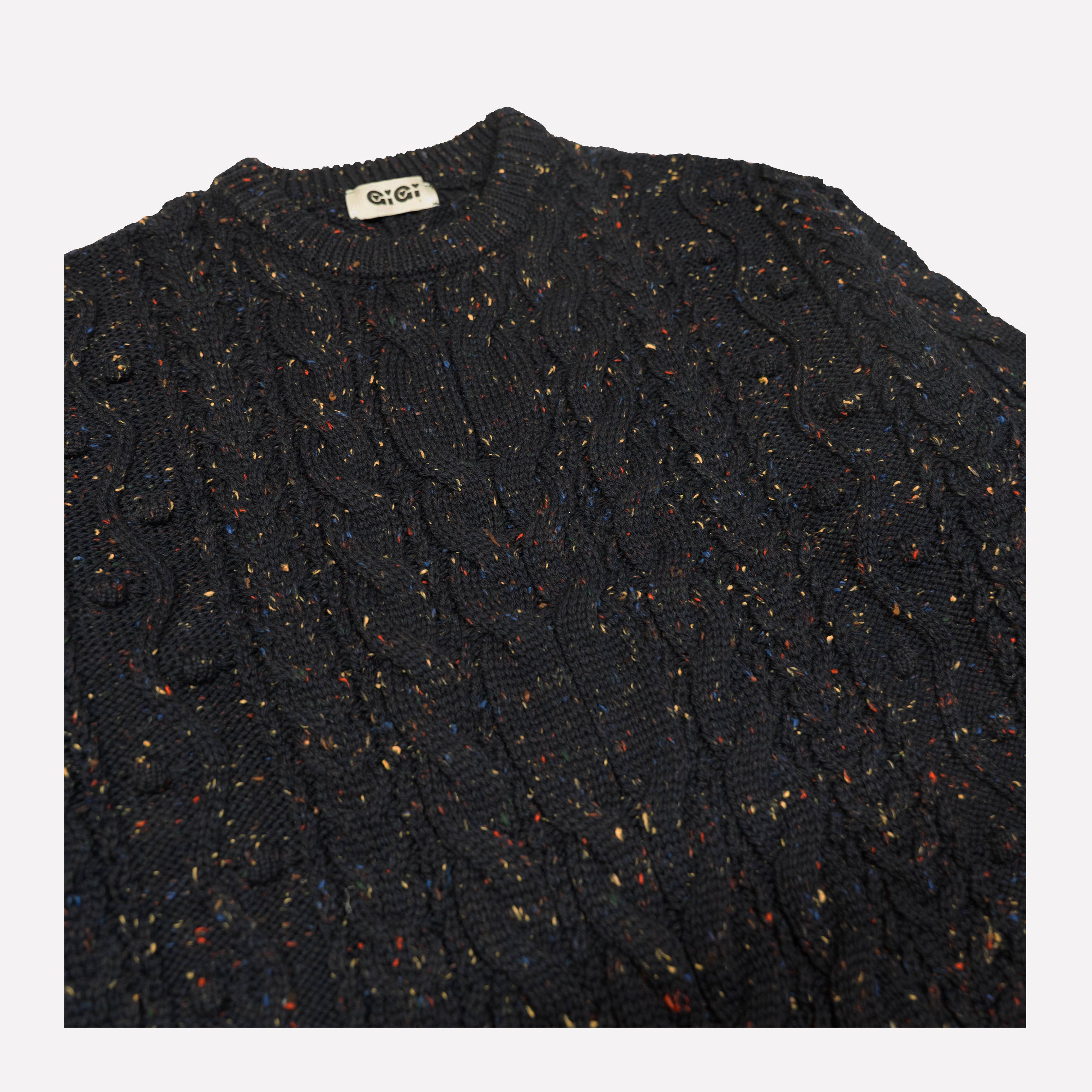 GiGi Knitwear - Wholesale Knit Sweater - Women's - Oversized Cable Sweater in Navy Speckle1