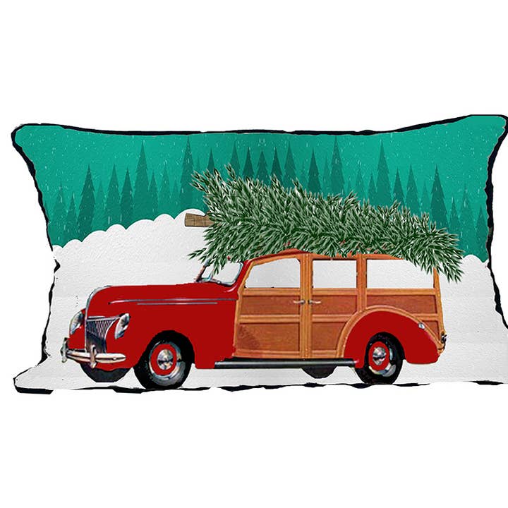 Christmas Woody Pillow Indoor/Outdoor Fabric 13" x 22 for wholesale by Taylor & Co. - The Taylor Collection