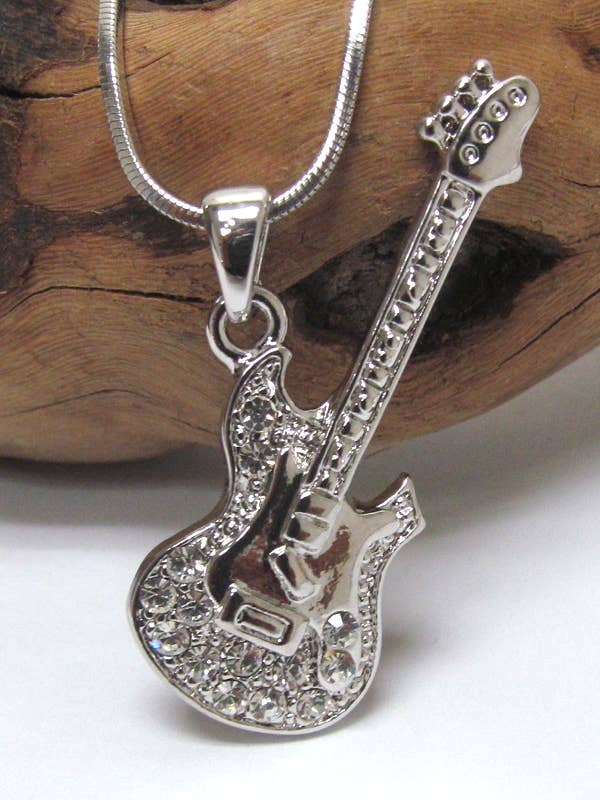 Jewelry Max - Wholesale Pendant/Charm Necklace - ( L172 )  CRYSTAL MUSIC THEME GUITAR PENDANT NECKLACE0