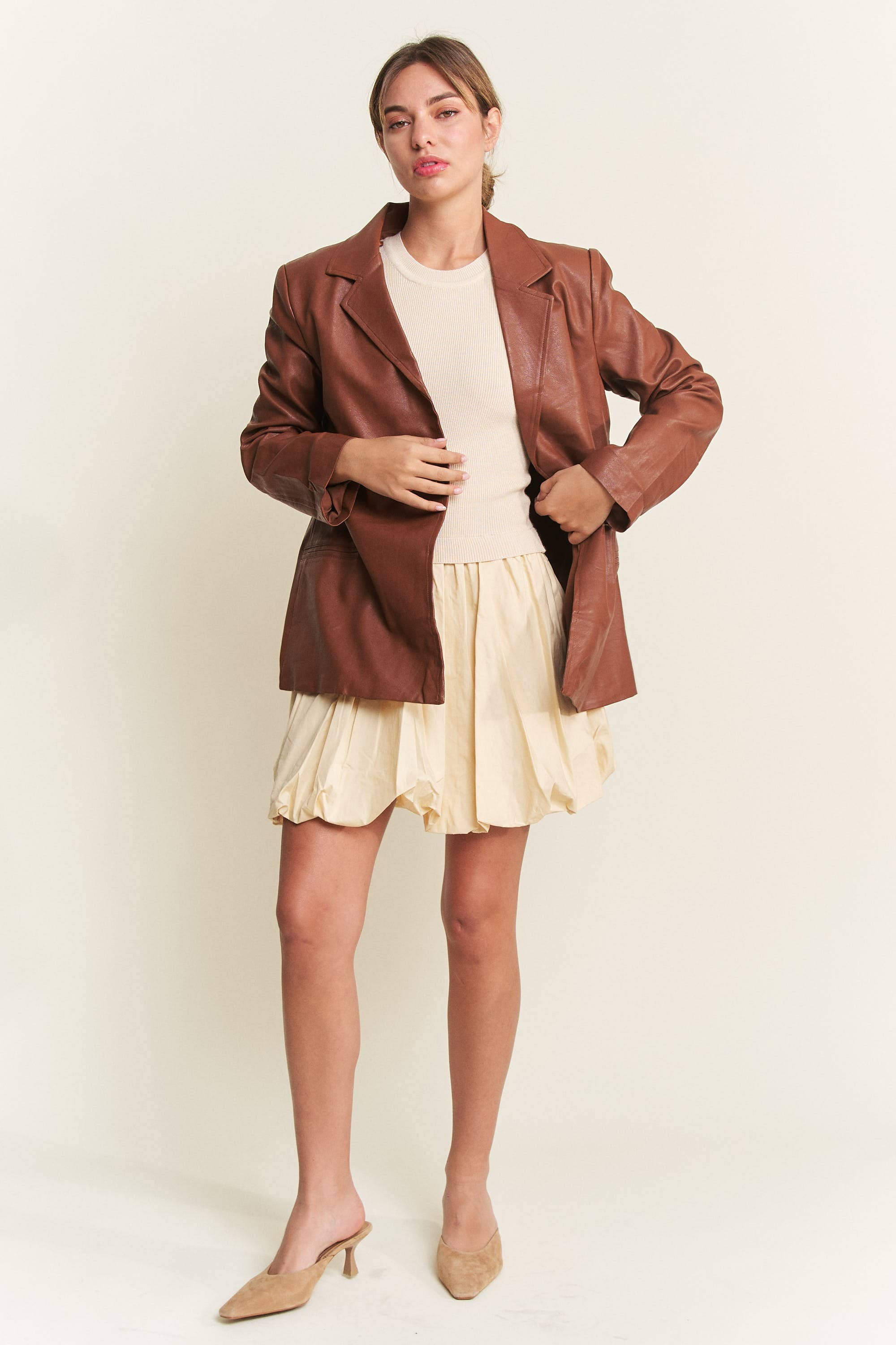 In The Beginning - Wholesale Jacket - Women's - Dark Brown Faux Leather Jacket 9