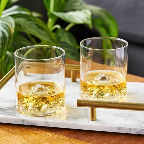 Viski - Wholesale Cocktail/Liquor Glass - Pacific Northwest Mountain Themed Crystal Tumblers -Set of 2