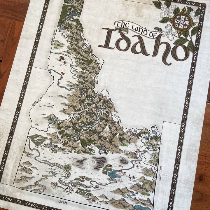 Storymakers Trading Co. - Venta al por mayor Mapas - Mapa de Idaho - Mapa de fantasía dibujado a mano de Idaho5