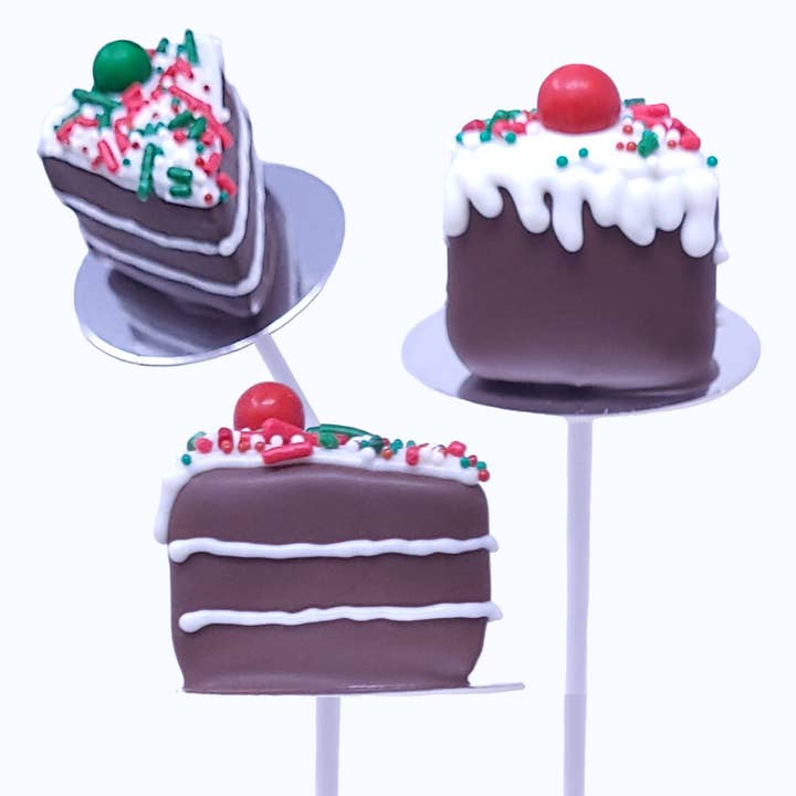 Designer Cake Pops-Piece of Cake Shape - Christmas for wholesale by Wild Angel Treats, LLC