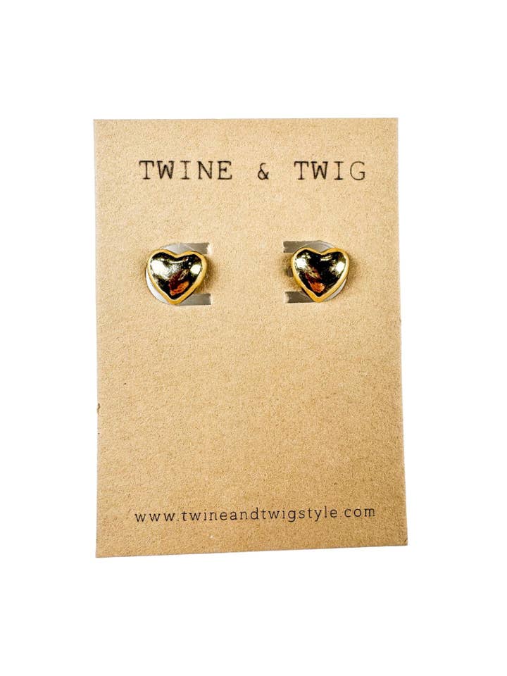 Brincos de Coração | Ouro por atacado de Twine & Twig