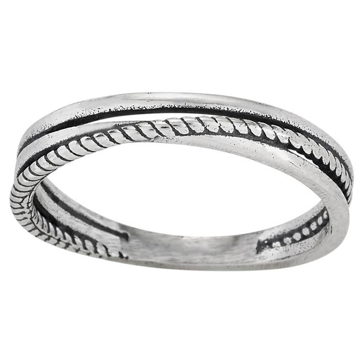 Tiger Mountain Jewelry - Wholesale Band/Stacked Ring - Twist Times Three Sterling Silver Band Ring