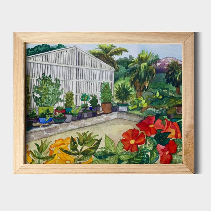 Stampa ad acquerello dei giardini botanici di Santa Barbara 11 «x14" per la vendita all'ingrosso da parte di Chloe Marie Hourdequin Designs