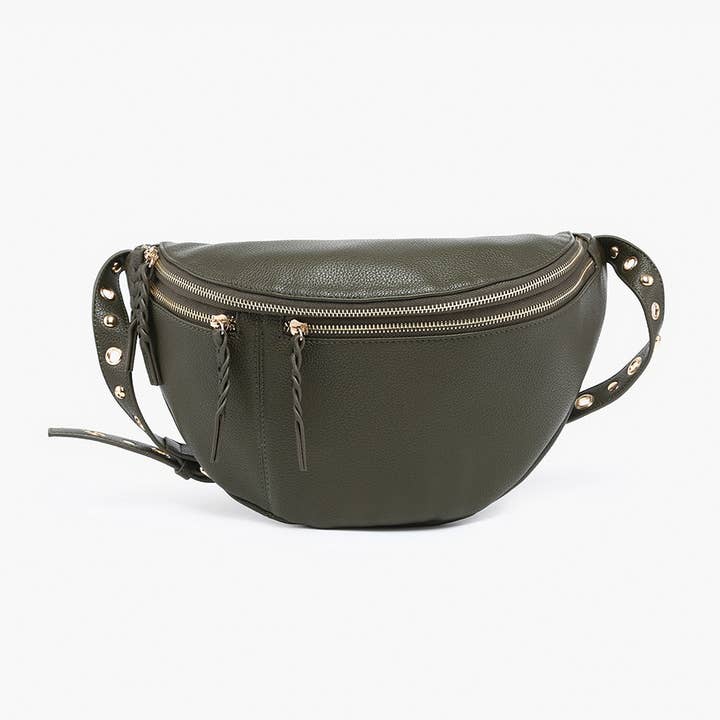 Jen & Co. - Wholesale Crossbody Bag - Women's - M2548 Nova Studded Sling Bag w/ Braided Zippers