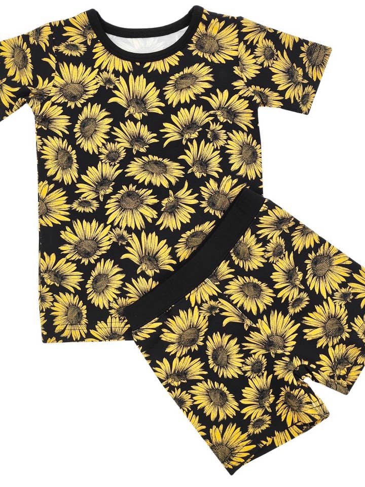 Midnight Sunflower Bamboo Shorts Set for wholesale by Little One Shop