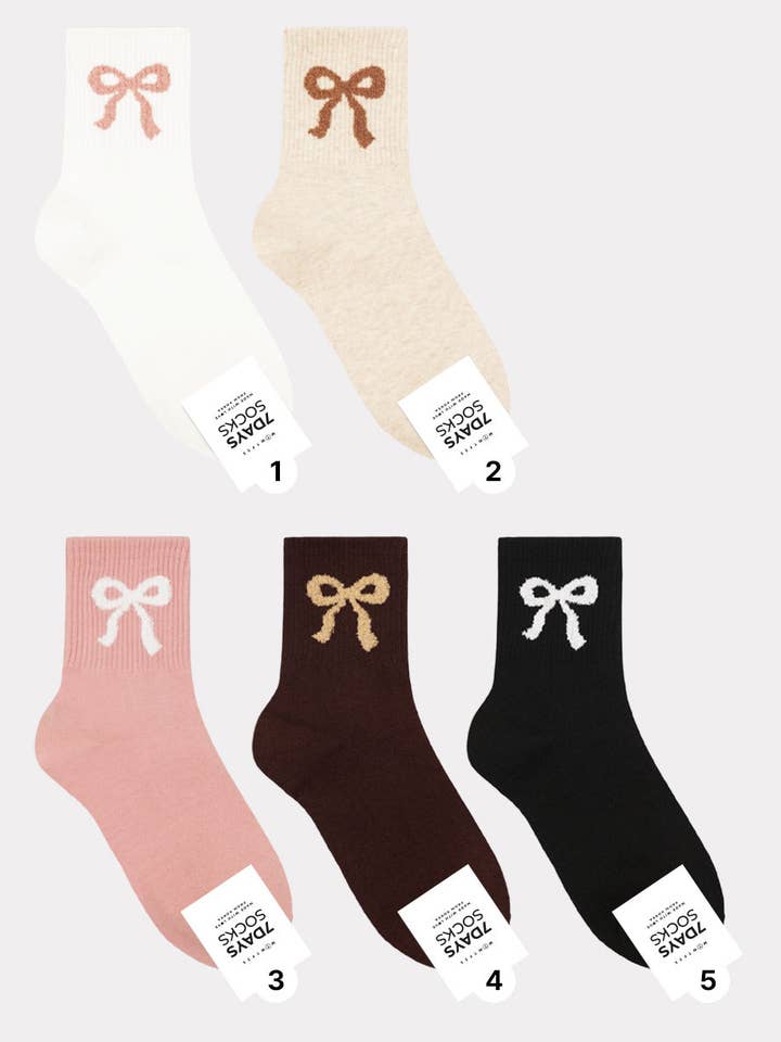 Women's Crew Loving You Bow Socks - Made in Korea for wholesale by 7DAYSSOCKS