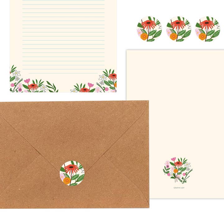 Graphijoy - Wholesale Stationery/Notecard Set - Floral letter paper2