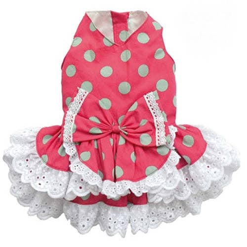 SMALL DOG - Pretty Polka Hot Pink Doggy Kjole for engroshandel hos DoggyDolly Australia/NZ