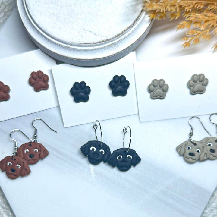 Polymer Clay Earrings - Puppies & Paws for wholesale by KIMCo.
