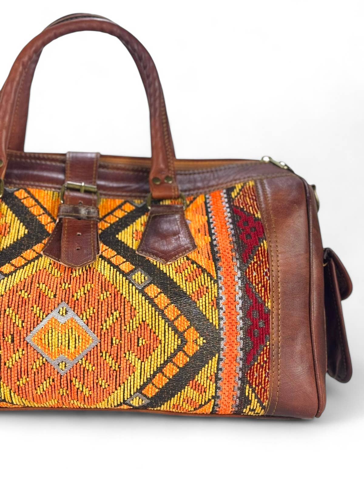 Melecraft – Saco de viagem - Unissexo por atacado – Bolsa de Couro Artesanal e Kilim – Bolsa de Viagem Marroquina4