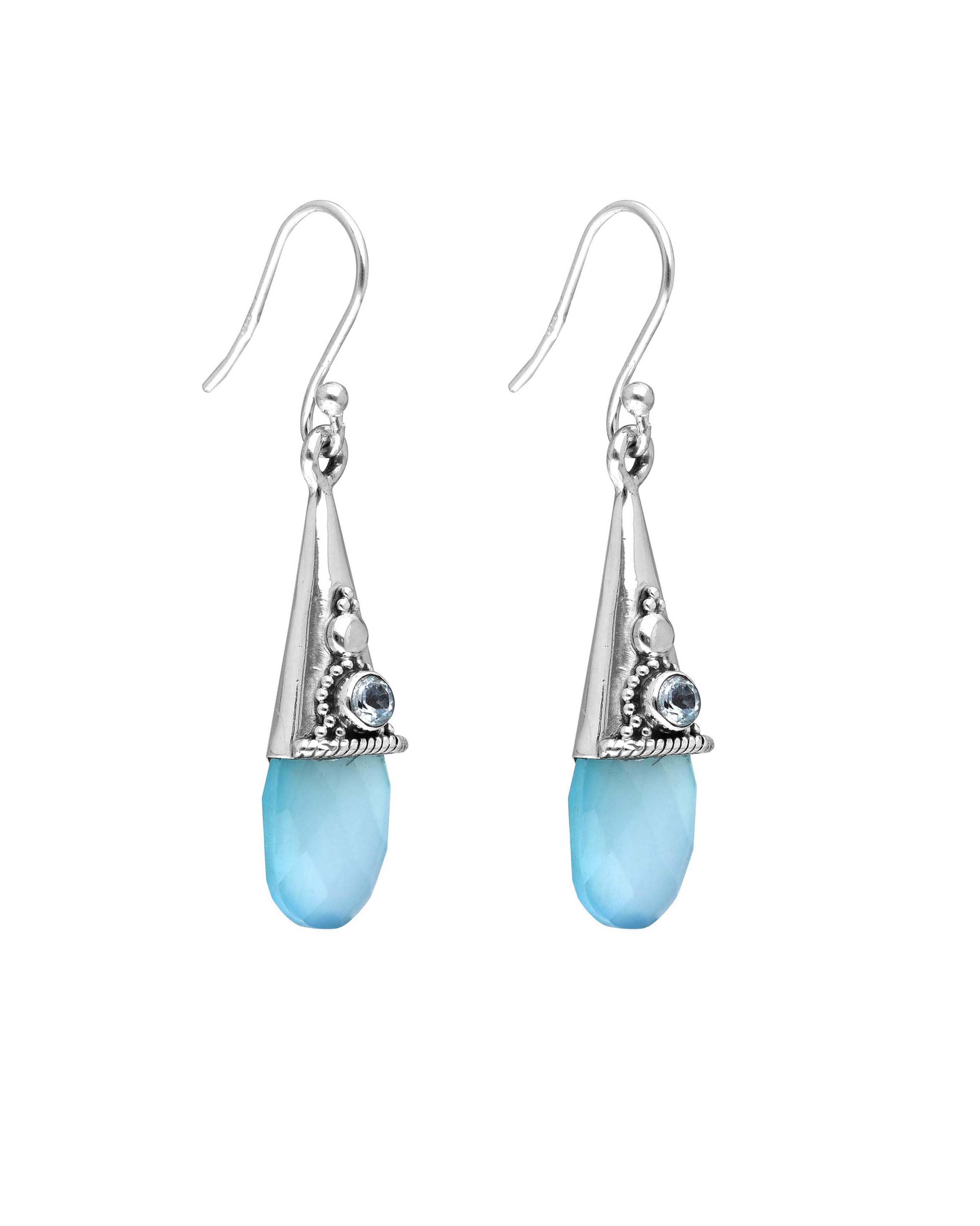 Tiramisu - Wholesale Dangle Earrings - 925 Sterling Silver Aqua Chalcedony Gemstone Earrings3