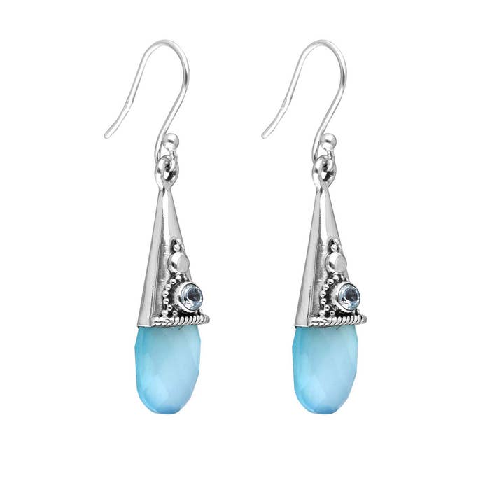 Tiramisu - Wholesale Dangle Earrings - 925 Sterling Silver Aqua Chalcedony Gemstone Earrings3