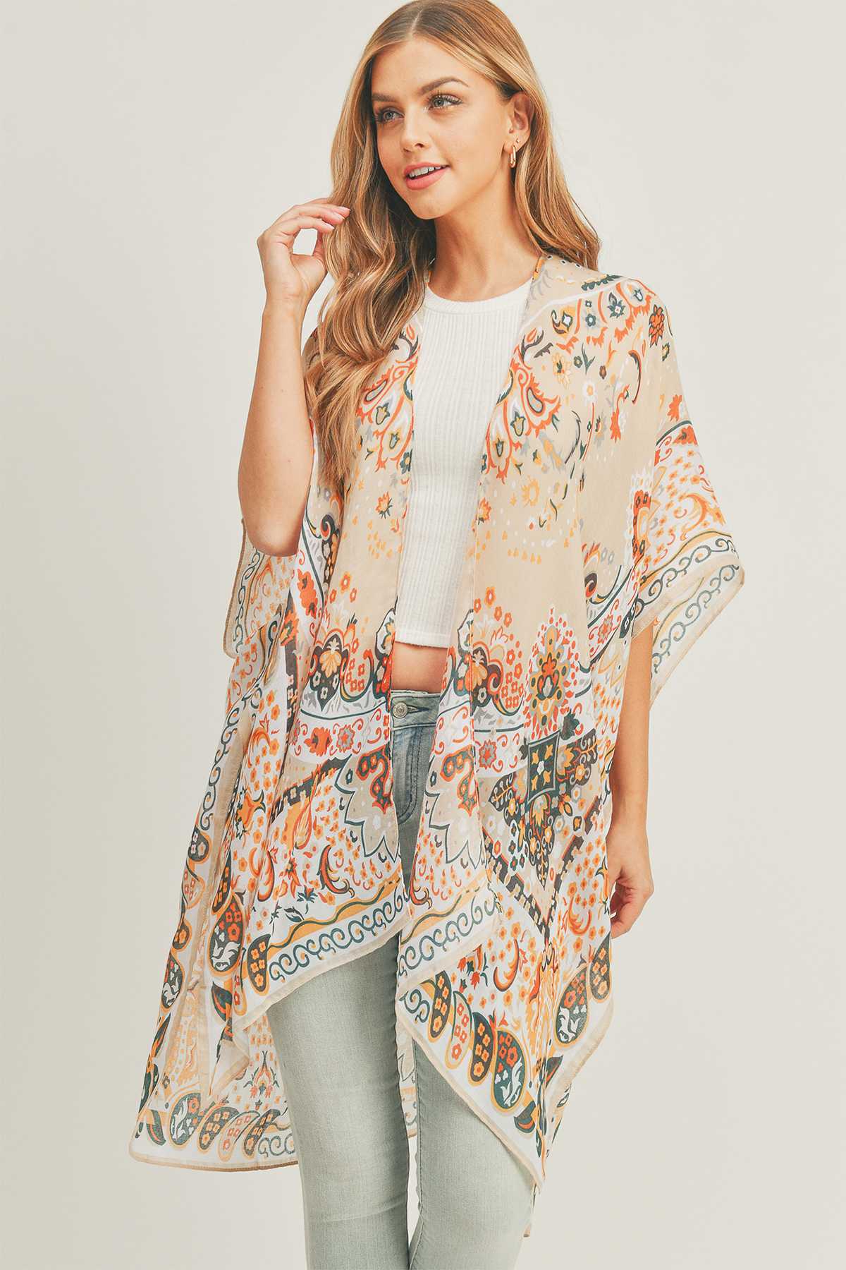 anbfashion - Wholesale Kimono - Women's - BOHO PRINT KIMONO MS02874