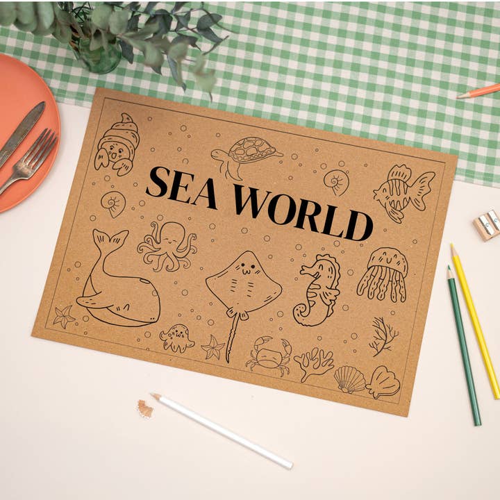 Kids Sea World Colouring In A4 Activity Mats for wholesale by Sjstationery