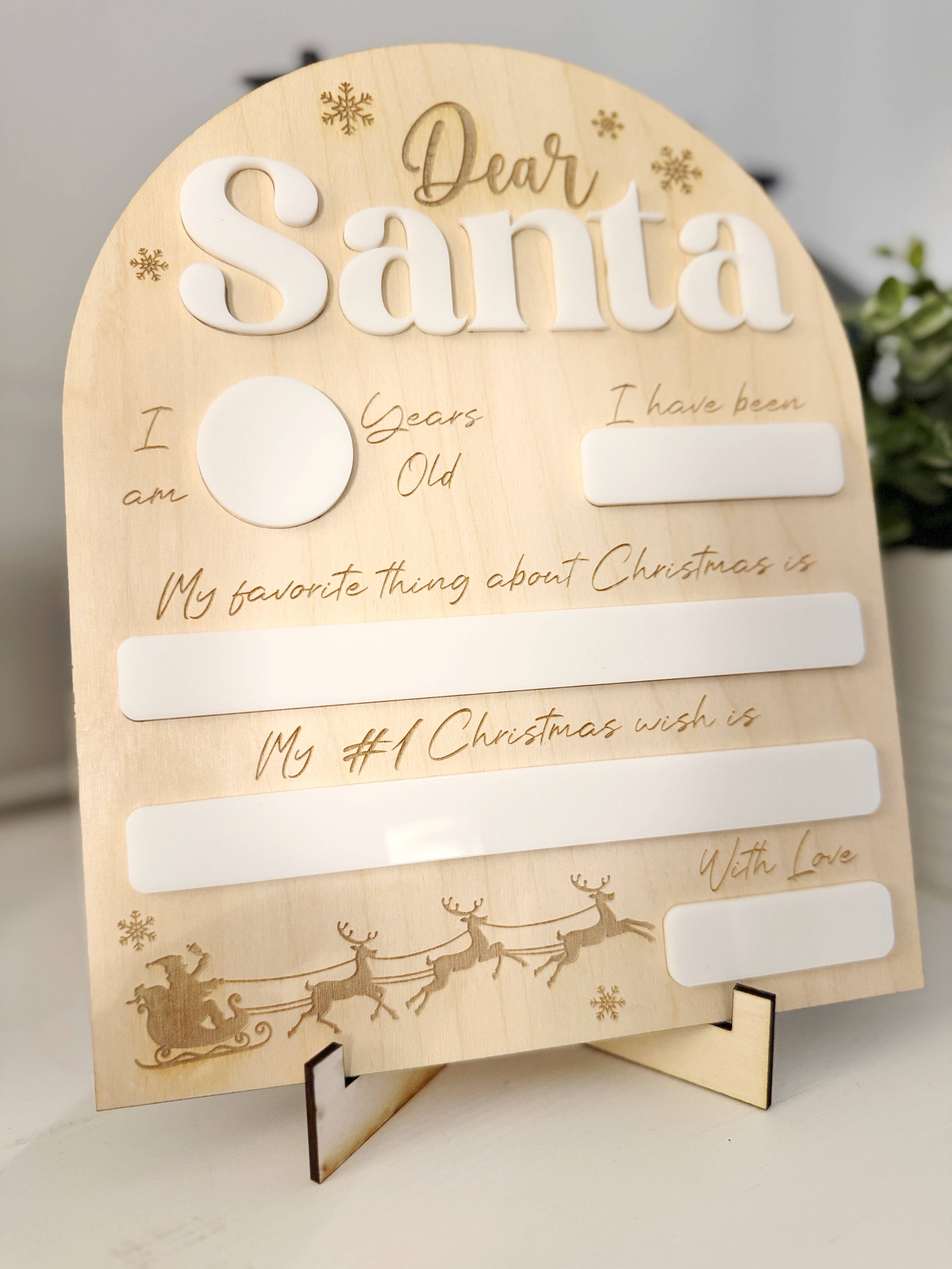 The Wood Shack Gift Co - Wholesale Christmas Decoration - Kids & Baby - Dear Santa Sign - Dry Erase Board Photo Prop for Kids1